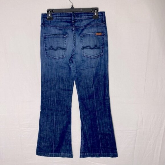 7 For All Mankind Ginger Blue Med Wash Mid Rise Wide Leg Flare Leg Jeans 27 - Picture 2 of 15